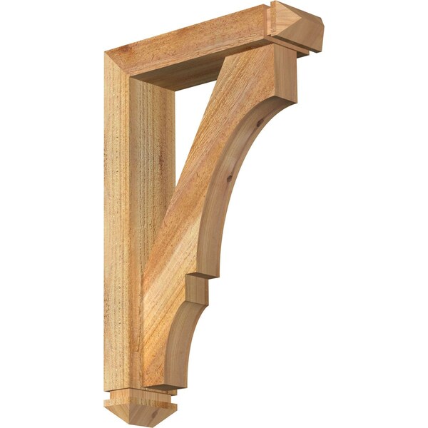 Ekena Millwork Balboa Arts and Crafts Rough Sawn Bracket w/ Offset Brace, Western Red Cedar, 4"W x 14"D x 22"H BKT0402X14X22BOA03RWR - main
